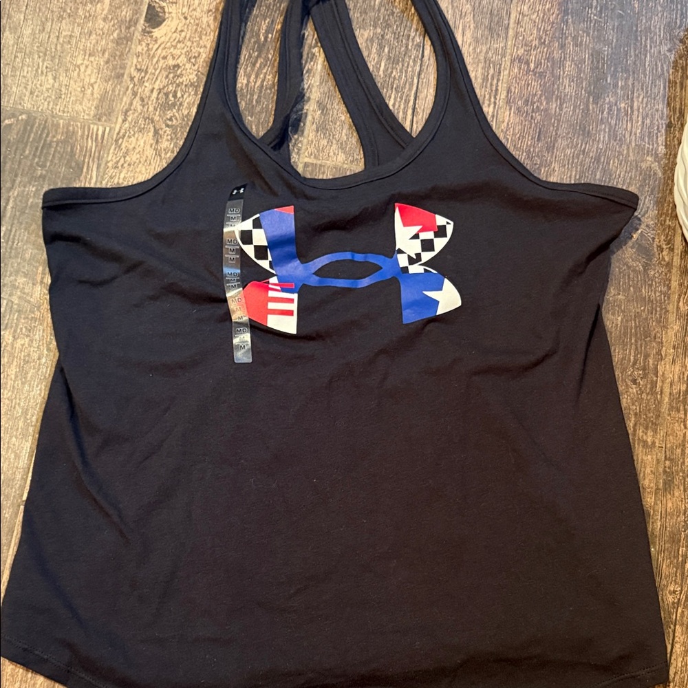 Under Armour Freedom Women's Black Tank Top with Multicolor Logo